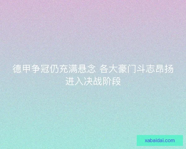 德甲争冠仍充满悬念 各大豪门斗志昂扬进入决战阶段