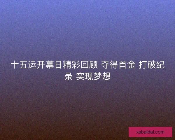 十五运开幕日精彩回顾 夺得首金 打破纪录 实现梦想